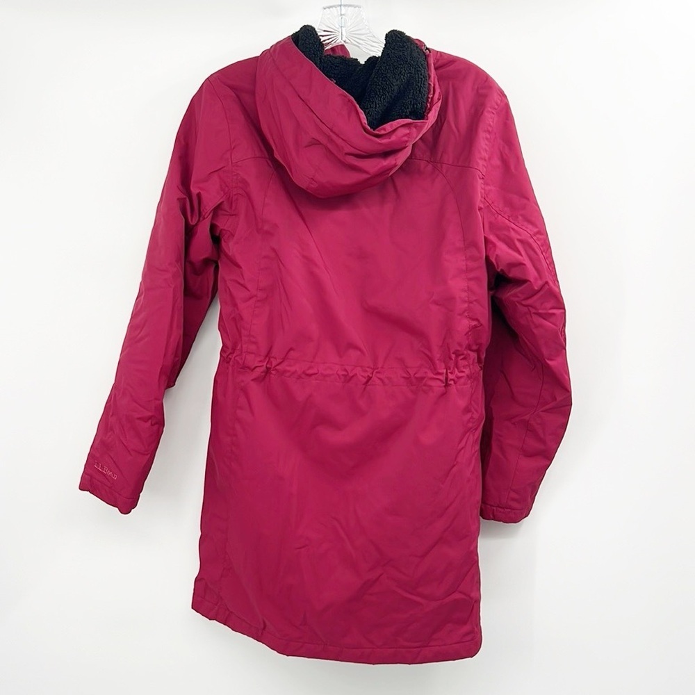 L.L. Bean Winter Warmer Coat Medium Raspberry Pink Nylon Fleece Lined Mid-thigh - Picture 2 of 16
